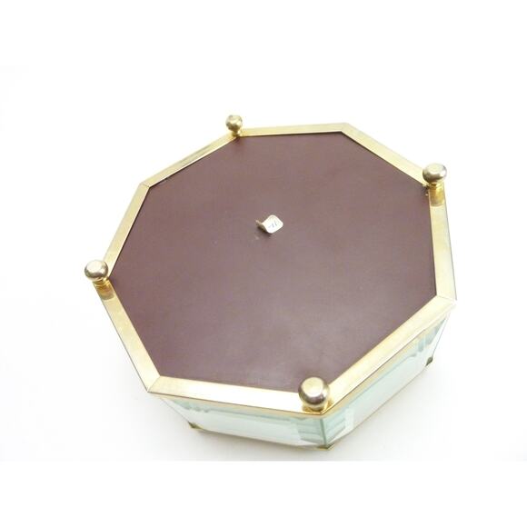 Vintage Etched Glass Brass Trinket Jewelry Box Chest Footed Hummingbirds - Picture 6 of 7